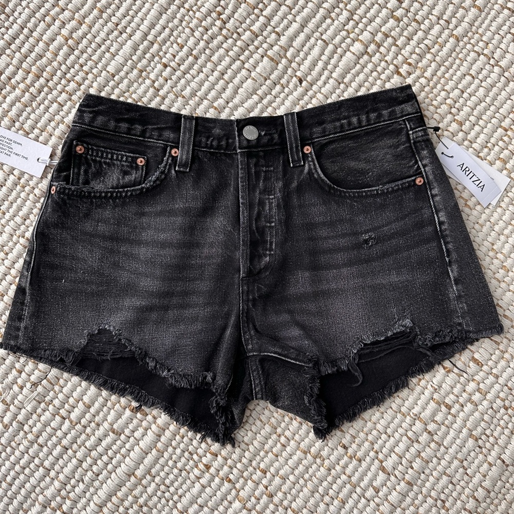 Aritzia Denim Forum YOKO Short Distressed Black